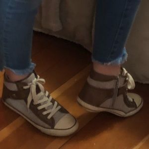 Brown and beige Aldo nonathletic sneakers.